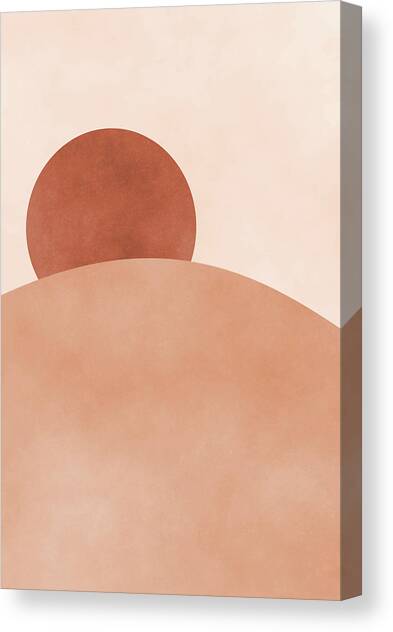 Sun and Moon Landscape - Paired 1 of 2 Canvas Art Print by Ink Well