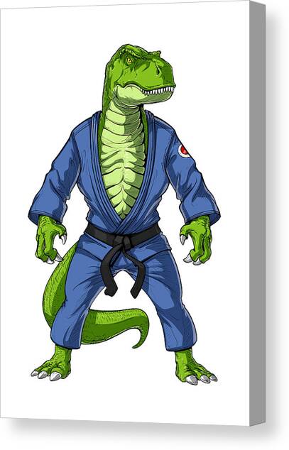 T-Rex Dinosaur Jiu-Jitsu Canvas Art Print by Nikolay Todorov