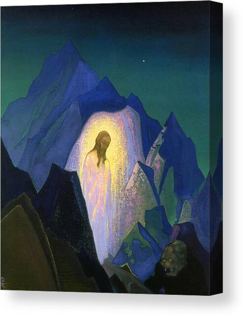 Christ in desert Canvas Art Print by Nicholas Roerich