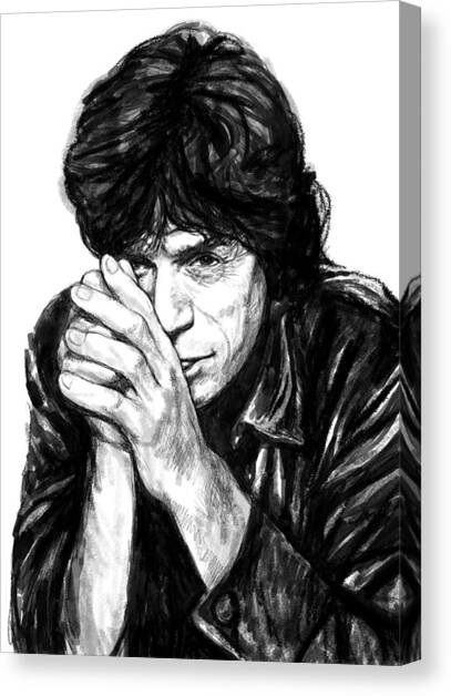 Mick Jagger art drawing sketch portrait Canvas Art Print by Kim Wang