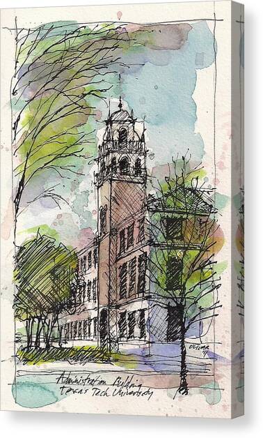 Texas Tech Administration Building Canvas Art Print by Tim Oliver