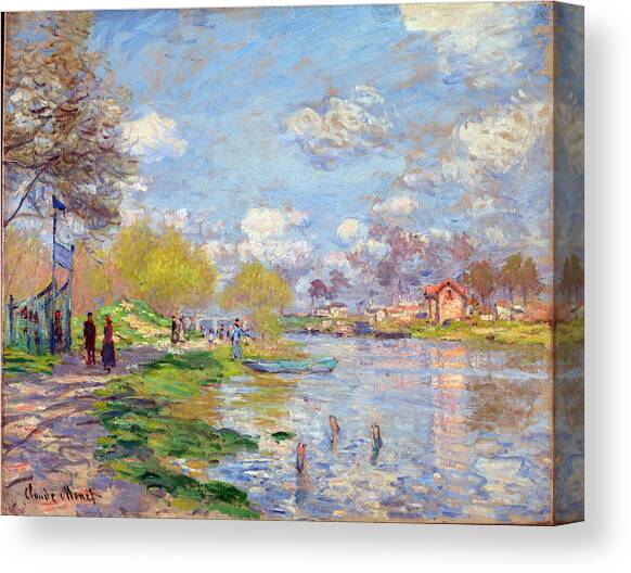 Spring by the Seine Canvas Art Print by Claude Monet