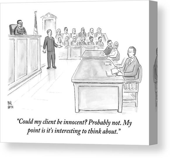 A Lawyer Makes His Case In Front Of A Jury Canvas Art Print by Paul Noth