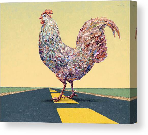 Crossing Chicken Canvas Art Print by James W Johnson