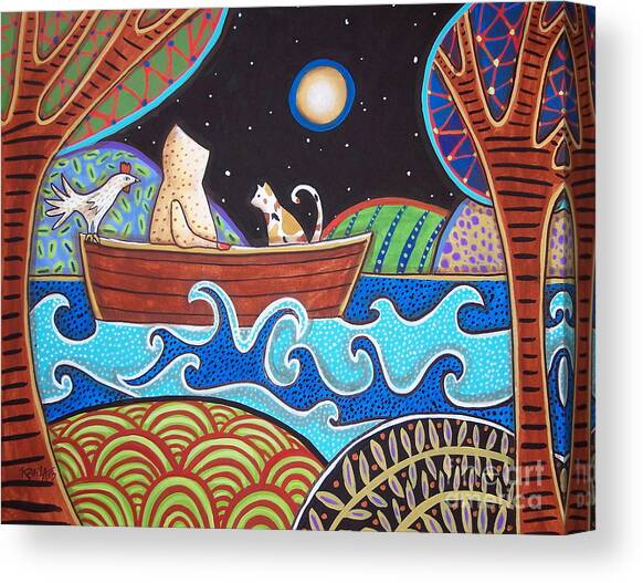Whimsical Nighttime Boat Ride Canvas Print