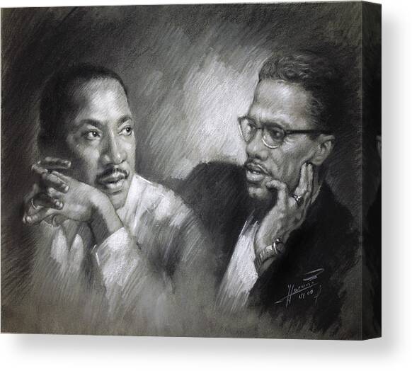 Martin Luther King Jr and Malcolm X Canvas Art Print by Ylli Haruni