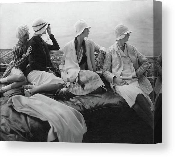 Models On A Yacht Canvas Art Print by Edward Steichen