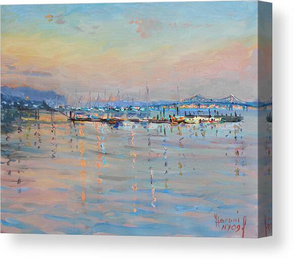 Sunset in Piermont Harbor NY Canvas Art Print by Ylli Haruni