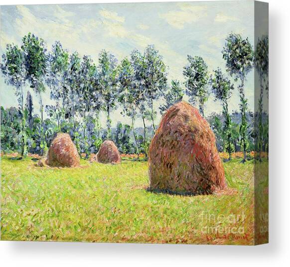 Haystacks at Giverny Canvas Art Print by Claude Monet
