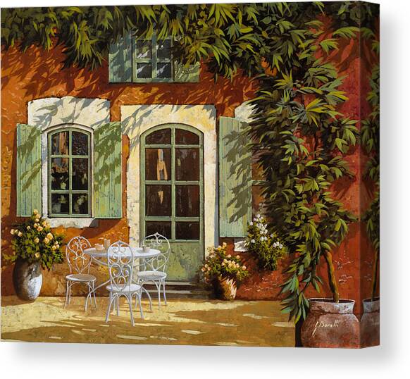 Al Fresco In Cortile Canvas Art Print by Guido Borelli
