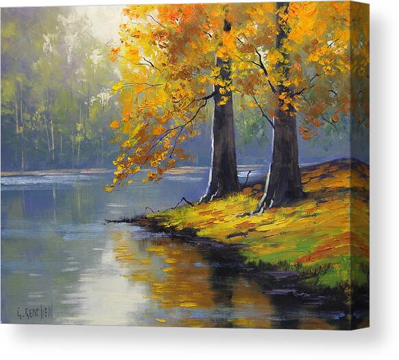 Autumn Lake Print Canvas Art Print by Graham Gercken