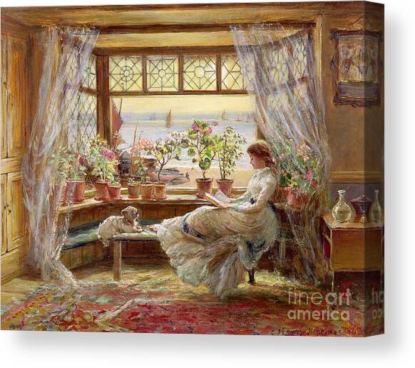 Reading by the Window Canvas Art Print by Charles James Lewis