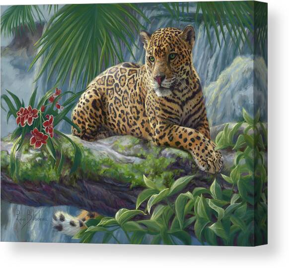 Jaguar Resting on a Jungle Log Canvas Print