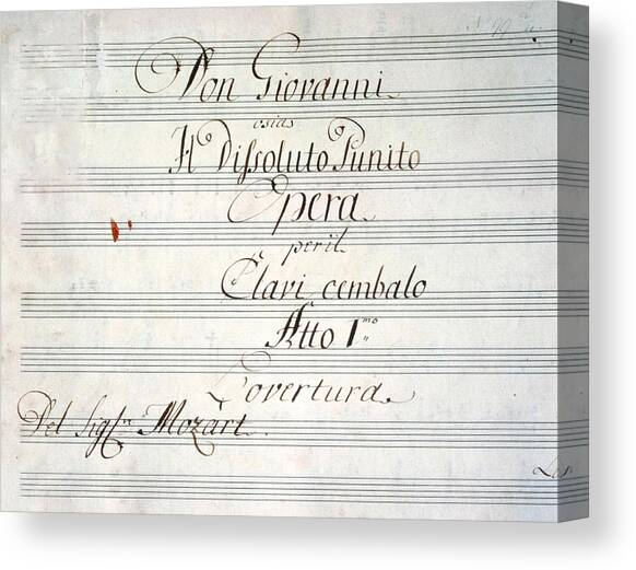 Autographed frontispiece to 'Don Giovanni' by Mozart. JOHANN WOLFGANG MOZART . Canvas Art Print by Album