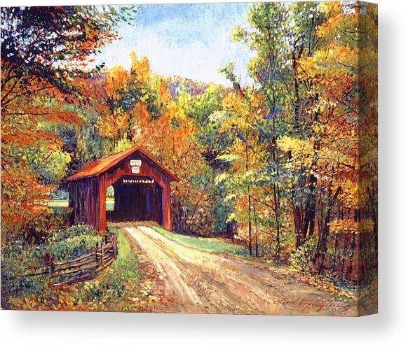 The Red Covered Bridge Canvas Art Print by David Lloyd Glover