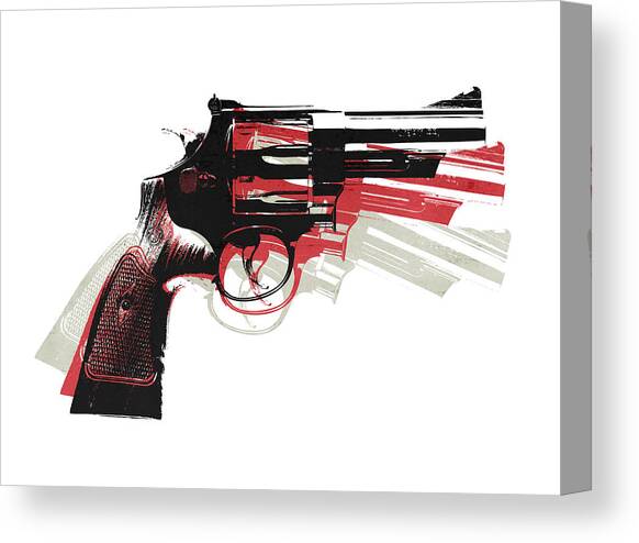 Revolver on White - right facing Canvas Art Print by Michael Tompsett