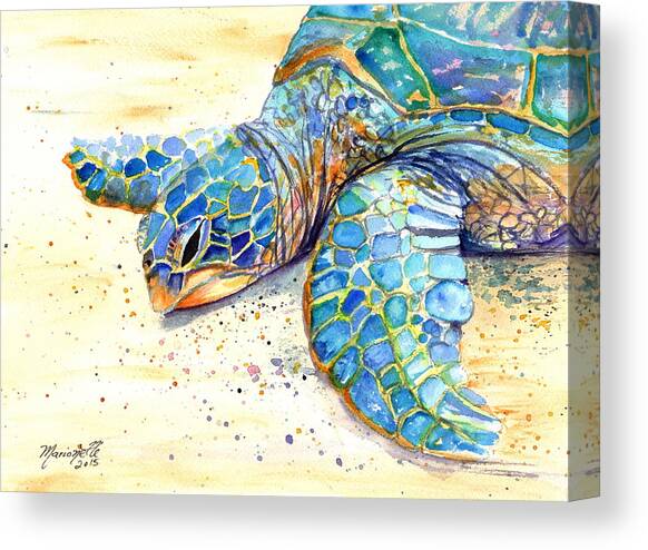 Turtle at Poipu Beach 4 Canvas Art Print by Marionette Taboniar