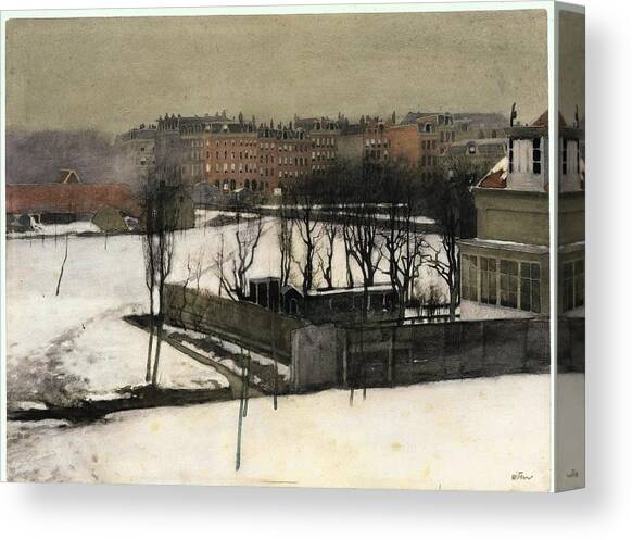 View of the Oosterpark in the snow. Canvas Art Print by Willem Witsen