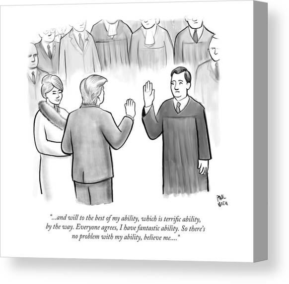 Trump Being Sworn Into Office Canvas Art Print by Paul Noth