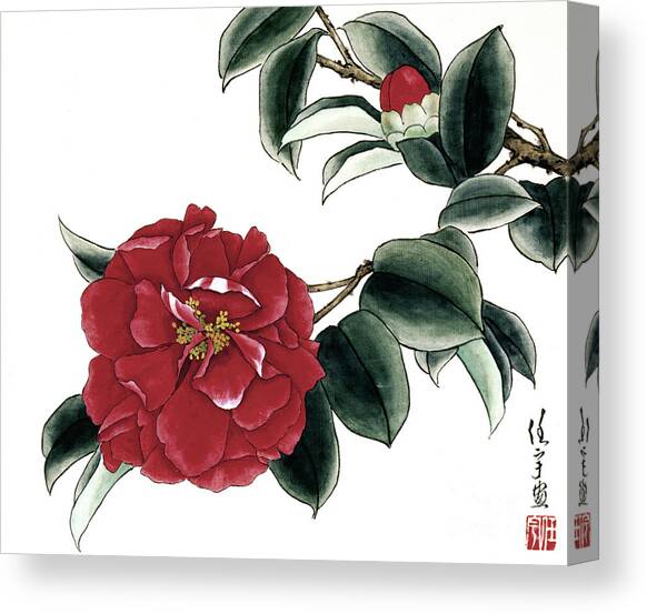 Red Camellias I Canvas Art Print by Ren Yu