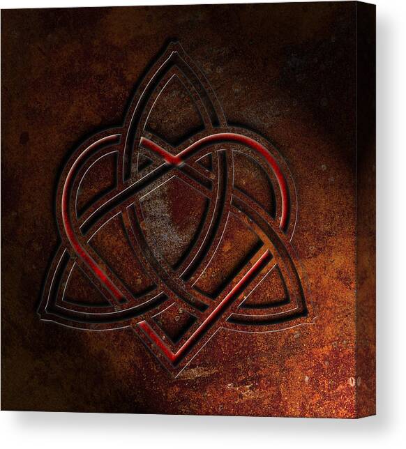 Celtic Knotwork Valentine Heart Rust Texture No 1 Canvas Art Print by Brian Carson