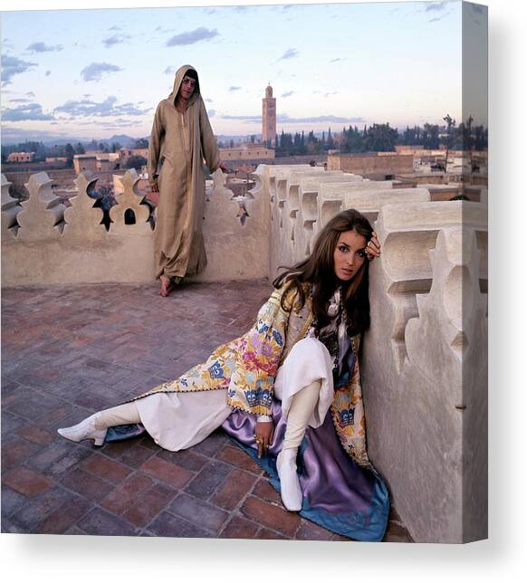 Paul Getty Jr And Talitha Getty On A Terrace Canvas Art Print by Patrick Lichfield
