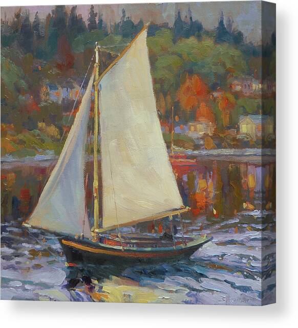 Bainbridge Island Sail Canvas Art Print by Steve Henderson