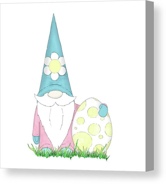 Gnome Hugging Easter Egg Canvas Art Print by Hugo Edwins