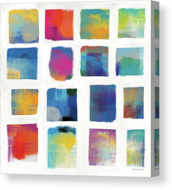 Vibrations Square I White Canvas Art Print by Michael Mullan