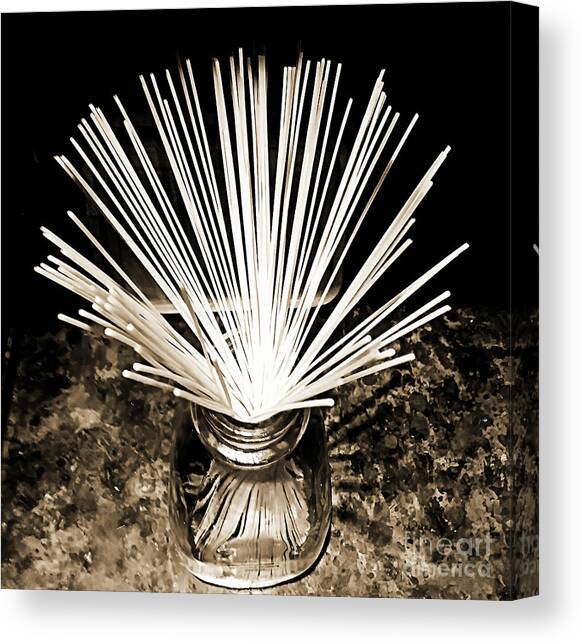 Spaghetti in a Jar Sepia Canvas Art Print by Elisabeth Lucas