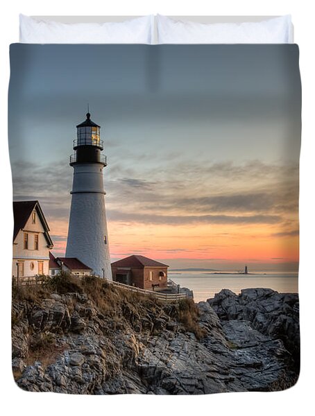 Portland Head Light At Sunrise Iv Duvet Cover