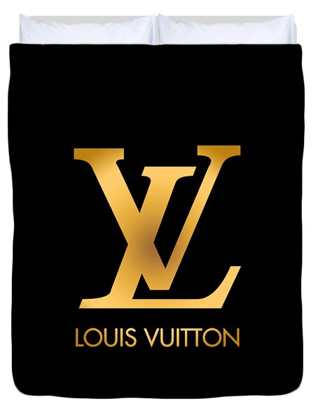 Yellow Blink Louis Vuitton Logo White Background Bedroom Duvet