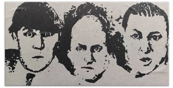 THREE STOOGES photo stitch EMBROIDERED SET OF 2 HAND TOWELS NEW by laura 