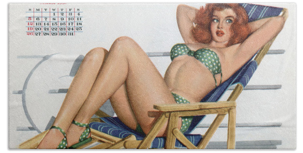 1950's Retro MCM Pinup Girl Beach Bathroom Towel Vintage Inspired Photo 