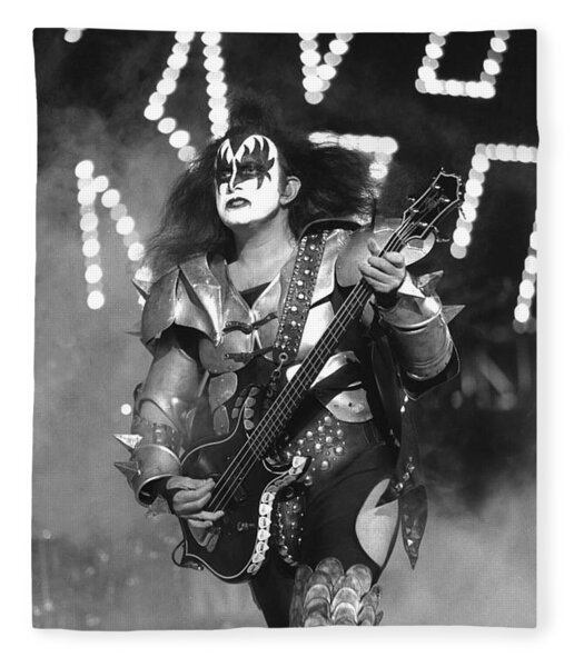 Kiss Rock Band Members FIRE POSE Gene Simmons Lightweight Polar Fleece Blanket 