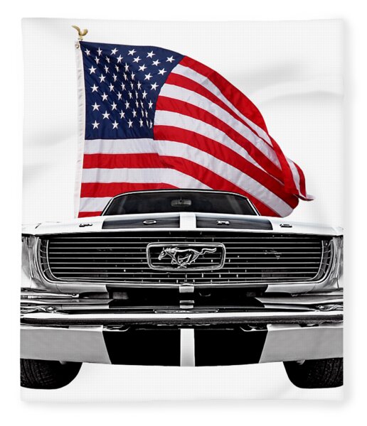 Mustang American Flag Velveteen Micro Fleece Blanket 50x60 
