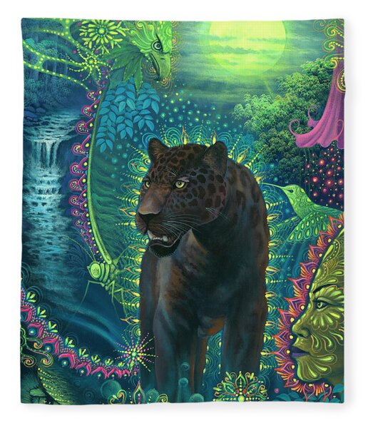 BLACK PANTHER JUNGLE WATER QUEEN SIZE BLANKET 
