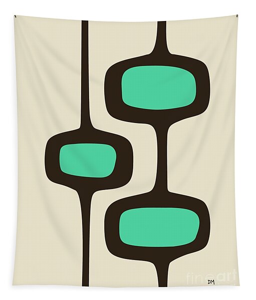 Mod Pod Two Aqua With Brown Tapestry