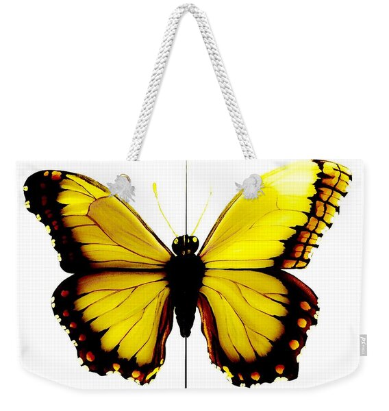 Yellow Butterfly on Yellow Weekender Bag