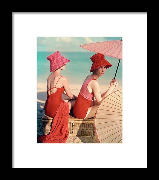 Models At A Beach Framed Print