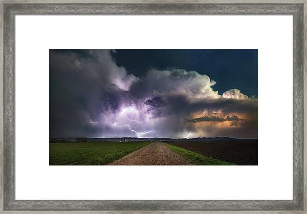 God Fearing Thunder & Lightning Storm over a Canyon Framed Print Picture Art 
