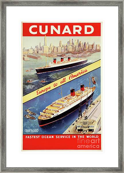 Vintage White Star Line Europe America Cunard Titanic Poster Art Print Framed 