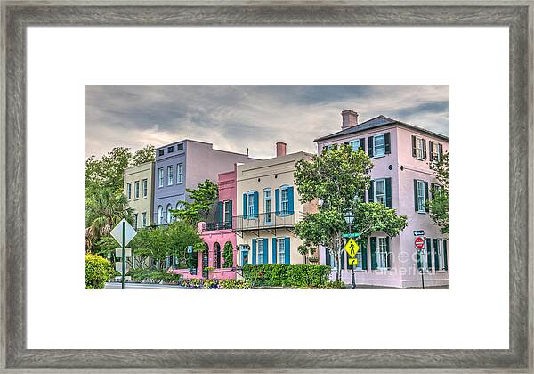 Signed by Artist. Charleston SC Gicl\u00e9e Print-Rainbow Row 11x14 Matted