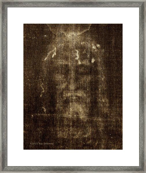 The Shroud of Turin Jesus Christ Holly Linen Framed Canvas Print 17.7" x 8.7" 