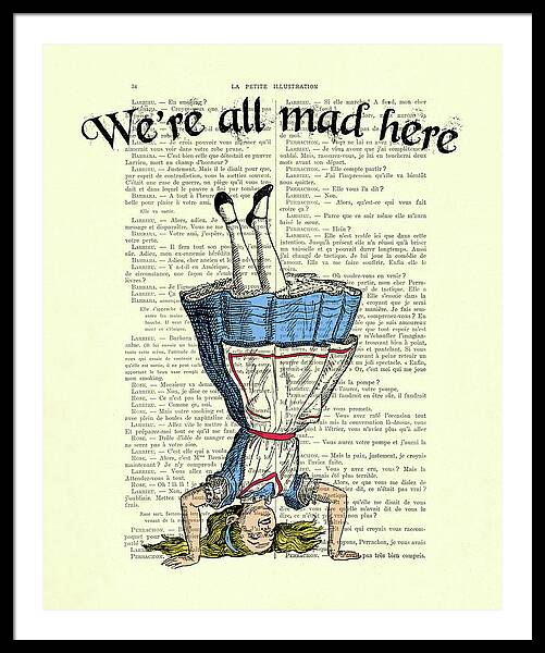 Funny Alice in Wonderland We're All Mad Here Tote Bag by Madame