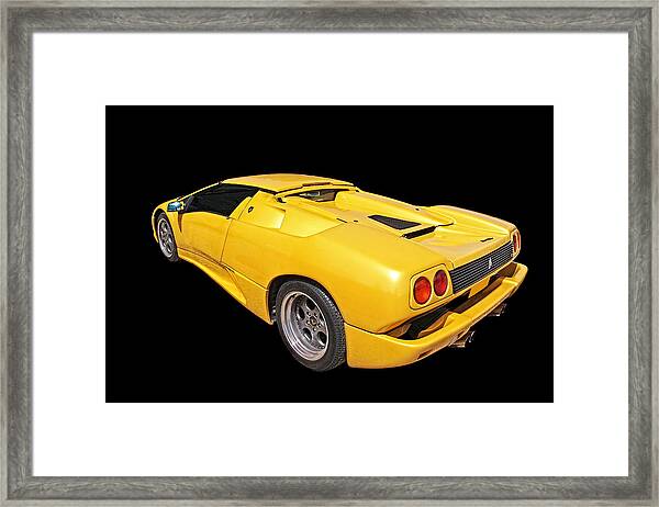 Lamborghini Diablo Classic Muscle Car Brown Rust Framed Art Print 19x23 