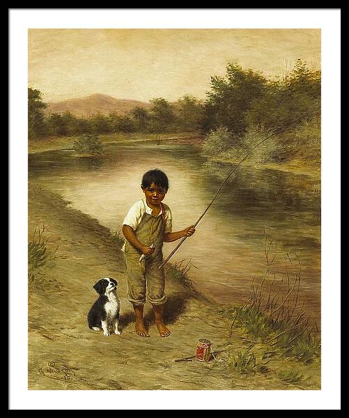 Little Boy Fishing Framed Art Prints for Sale - Fine Art America