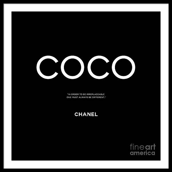 Coco Chanel Champagne Quote Print Black & Gold Wall Art Picture - Red Heart  Print