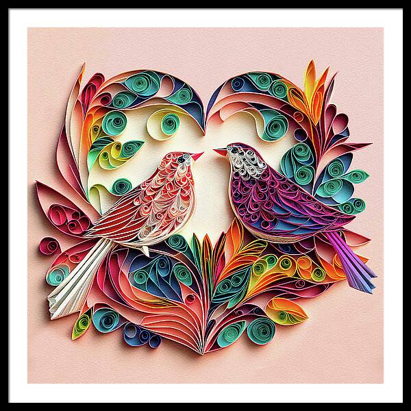 Birds in Love Valentine - Paper Quilling Digital Art by Peggy Collins -  Fine Art America