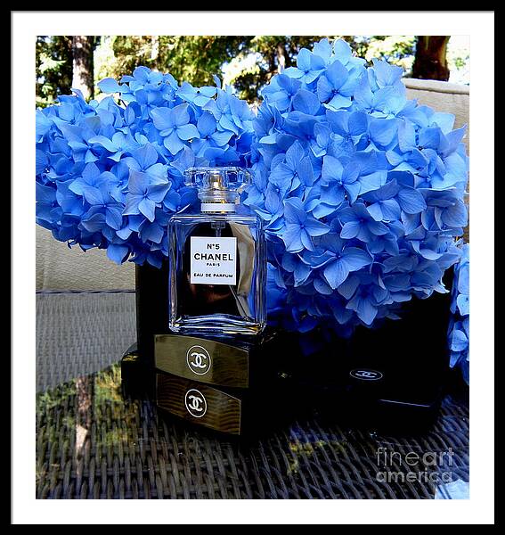 8x10 Chanel art print watercolor Mint watercolour blue peonies gold effect  printed Chanel Chance perfume print, fashion…